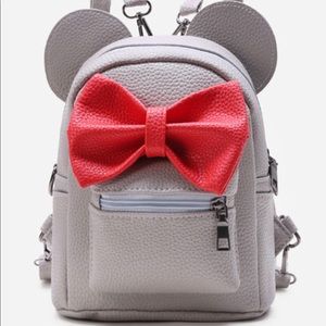 SOLD! Mini Gray Ear Shaped Backpack w/ Red Bow